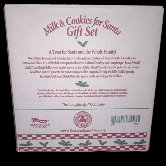 Longaberger Christmas “Milk & Cookies for Santa” gift set 1998 Vintage New - Picture 3 of 6